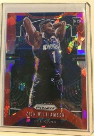 2019 - 20 Prizm Nba Zion Williamson Rc Red Cracked Ice Pelicans