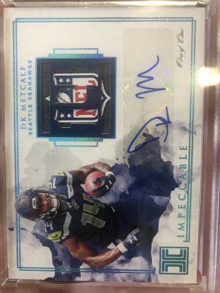 2019 Panini Impeccable Dk Metcalf Nfl Shield Logo Jersey Rc Patch Auto Rpa 1/1