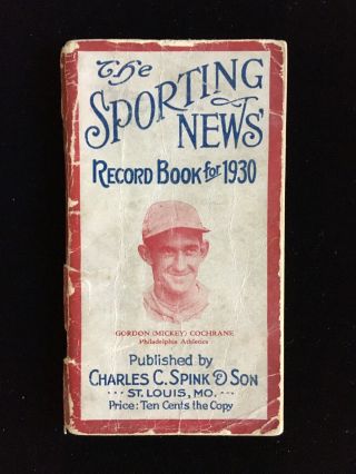 The Sporting News Record Book For 1930 Mickey Cochrane