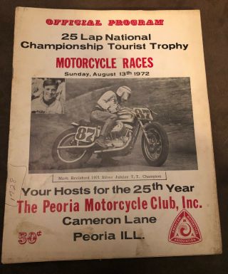 1972 Peoria Tt,  Peoria Motorcycle Club.  Program