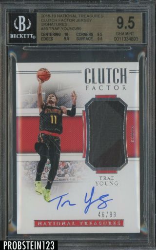 2018 - 19 National Treasures Clutch Factor Trae Yong Rpa Rc Patch Auto /99 Bgs 9.  5