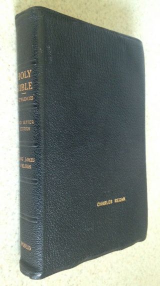 Vintage Holy Bible Kjv Morocco Leather Self Pronouncing World Bible Indexed