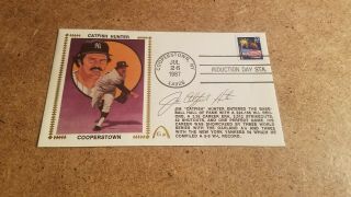 1987 Catfish Hunter Cooperstown Induction Day Cover Signed Signature 2