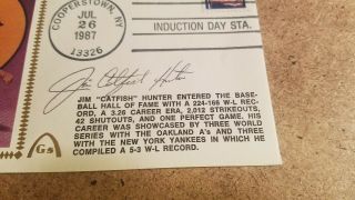 1987 Catfish Hunter Cooperstown Induction Day Cover Signed Signature 3