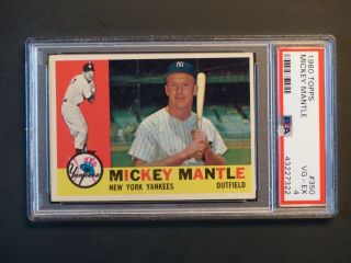 1960 Topps 350 Mickey Mantle Psa 4 Vg - Ex York Yankees Psa Label