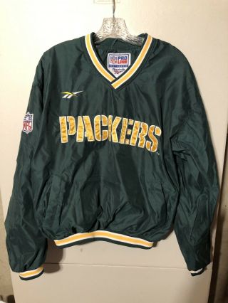 Vintage Mens Green Bay Packers Reebok Pro Line Pullover Jacket M 90s