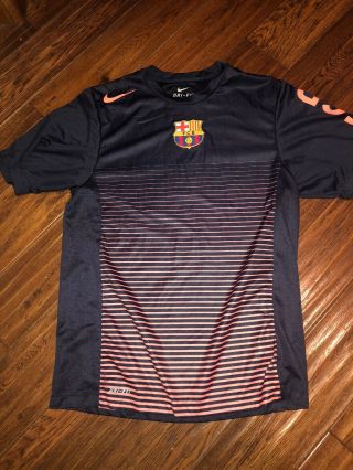 Nike Dri Fit Fcb Barcelona Soccer Jersey Vented Short Sleeve Medium Mens