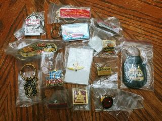 " 14  Vintage Racing Hat Pins & Key Chains.  Some Very Rare And Desirable.