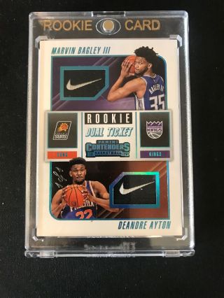 2018 - 19 Panini Contenders Rc Dual Ticket Deandre Ayton Bagley 1/1 Patch 0009