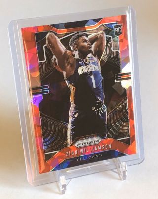 2019 - 20 Prizm Nba Zion Williamson Rc Red Cracked Ice Pelicans.  B