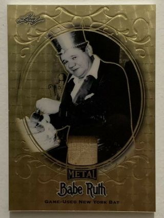 2019 Leaf Metal Babe Ruth Game Bat Relic Gold True 1/1 Sb - 12 Card Yankees