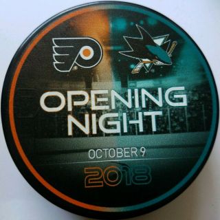 2018 Opening Night Rare Philadelphia Flyers Vs San Jose Sharks Nhl Slovakia Puck