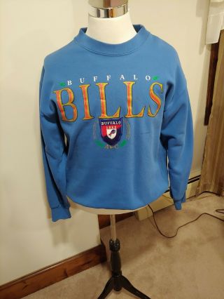 Vintage Blue Buffalo Bills Sweatshirt Sz Large 1993 Crewneck 90s Nutmeg