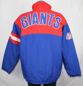 90s Vintage York Giants Big Spell Out Logo 1/2 Zip Quilted Winter Jacket Nfl