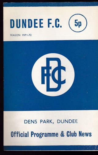 Dundee Fc V Rangers Football Programme April 10 1972