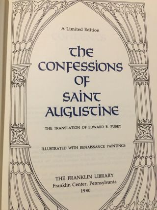 Franklin Library: 25th Anniversary: Saint Augustine: Confessions: Catholicism 2