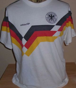Vintage 1990s Adidas White German Soccer Jersey Deutscher Fussball - Bund Xl