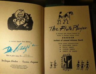 Vintage 1952 DE GRAZIA Illustrated THE FLUTE PLAYER Limited First Edition SIGNED 2