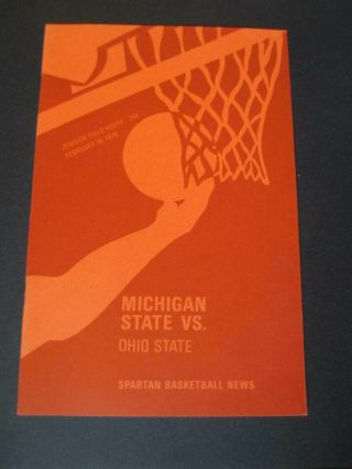 1970 Michigan State Vs Ohio State Basketball Program Jenison Field House