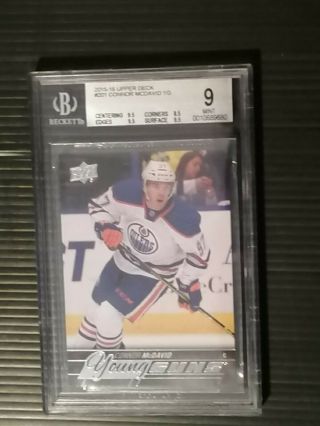 2015 - 16 Upper Deck Connor Mcdavid Young Guns Rookie Rc Bgs 9