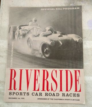 1959 Riverside Raceway Program Sports Car Road Races Sports Car Club Third Race
