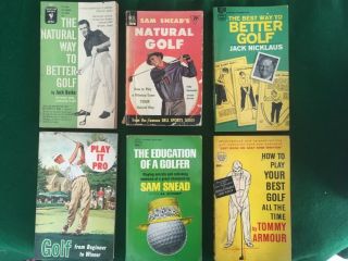 6 - Vintage Soft Cover Instructional Golf Books Sam Snead,  Jack Nicklaus