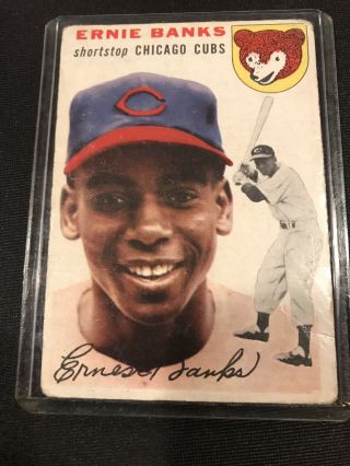 1954 Topps Ernie Banks Rc Chicago Cubs 94 Baseball Card Hof Rookie