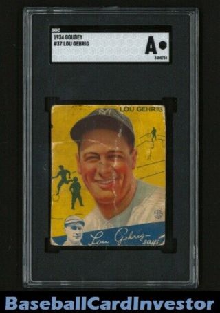 1934 Goudey Lou Gehrig 37 Sgc A - Authentic (bbci)