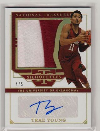 2019 National Treasures Collegiate Silhouettes Patch Auto Trae Young 4/5