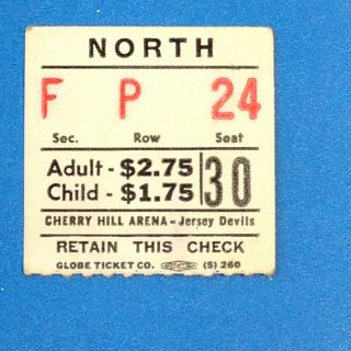 Jersey Devils Ehl Ticket Stub Only Game 30 1972 Eastern Hockey League