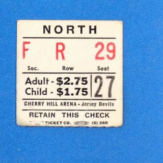 Jersey Devils EHL TICKET STUB ONLY Game 27 1972 Eastern Hockey League 2