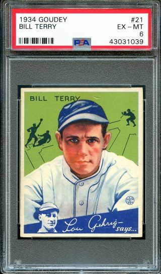 1934 Goudey Bill Terry 21 York Giants - Psa 6