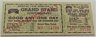 The Miami Jockey Club Complimentary Ticket 1939 Signed