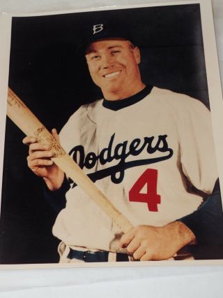 Duke Snider Brooklyn Dodgers Early Color Photo 8 " X 10 " Not A Reprint