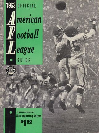 1963 Tsn Official American Football League Guide Afl Look