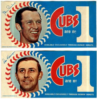 Vintage Chicago Cubs Dunkin Donuts Bumper Stickers Don Kessinger Glenn Beckert