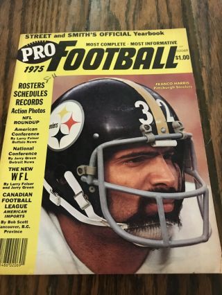 1975 Street And Smith’s Pro Football Yearbook Franco Harris Cover Vintage