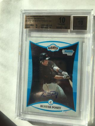 2008 Bowman Draft Pick Chrome Prospect Buster Posey Rookie Card Perfect 10