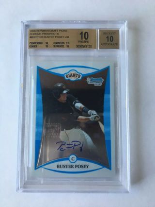 2008 Bowman Draft Pick Chrome Prospect Buster Posey Rookie Card Perfect 10 2