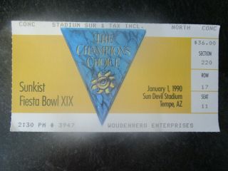 1990 Fiesta Bowl Nebraska Cornhuskers V Florida State Football Ticket Stub