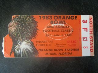 1983 Orange Bowl Nebraska Cornhuskers V Lsu Tigers Football Ticket Stub