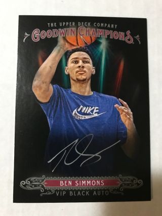 Ben Simmons 2018 Ud Goodwin Champions Vip Black Auto Autograph Ssp Very Rare