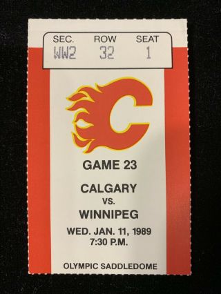 1989 Nhl Calgary Flames Ticket Stub Joe Nieuwendyk Only 5 Goal Gm In Tm History