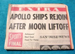 1969 Complete Newspaper Moon Landing,  San Francisco Giants Gaylord Perry 1st Hr