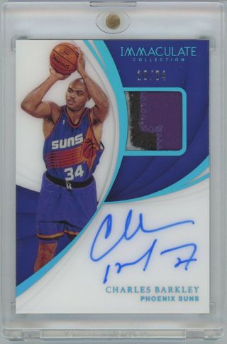 2018 - 19 Immaculate Patch Auto Charles Barkley /34 Nasty 3 - Clr Game - Worn Patch