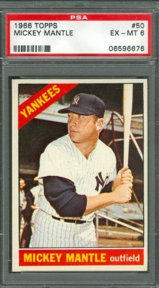 1966 Topps Mickey Mantle 50 Yankees Psa 6 (-)