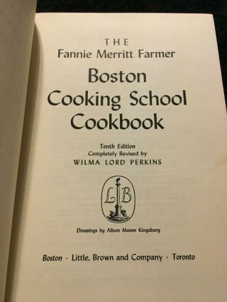 The Fannie Merritt Farmer Boston Cooking School Cookbook 1959 - 10th Ed.  With DJ 3
