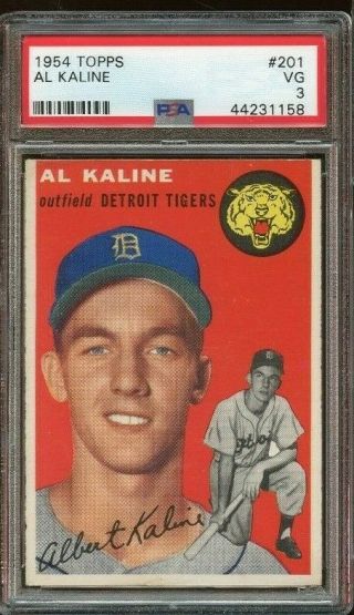 1954 Topps 201 Al Kaline Detroit Tigers Rc Rookie Hof Psa 3 Vg