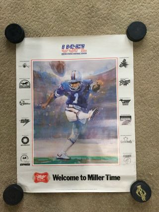Usfl Vintage Poster Miller Beer Football League