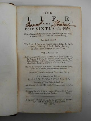 1766 Leti Life Of Pope Sixtus The Fifth Ancient Modern History Vatican Church